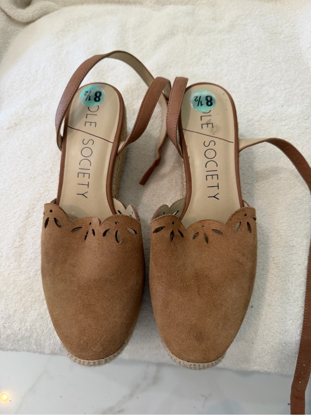 Sole Society Brown Suede Scalloped Slingback Espadrilles